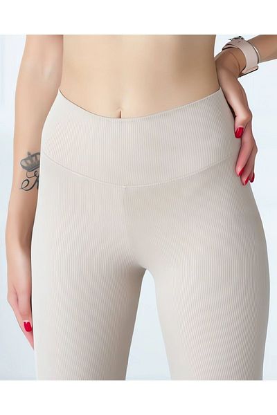 KOTA Stone Gray High Waist Ribbed Leggings - Diver Fabric 411