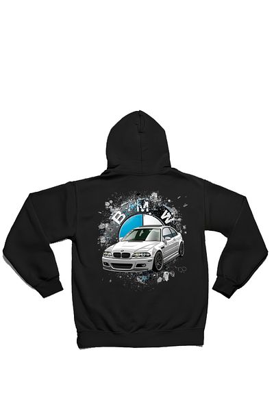 swOzz Bmw E46 Front and Back Printed Unisex Oversize Sweatshirt Hoodie - 3 Thread Thick Winter Design