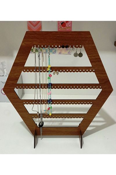 Mars Earring Stand Jewelry Earring Hanger Wooden Jewelry Box Jewelry Stand Jewelry Hanger Double Face Hexagon