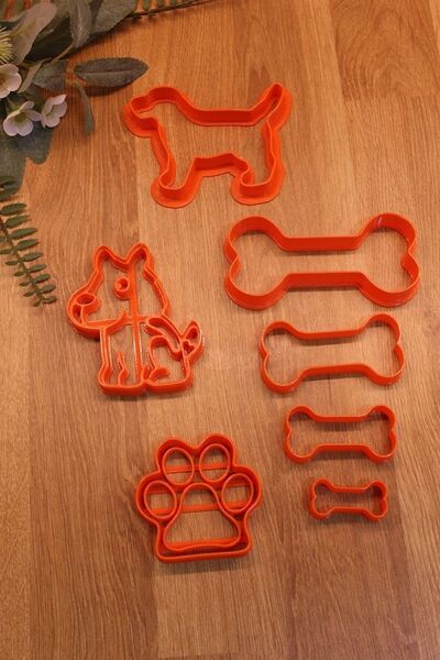Maflen Köpek Pati Kemik Kurabiye Kalıbı Ve Hamur Şekillendirici 7'li Set