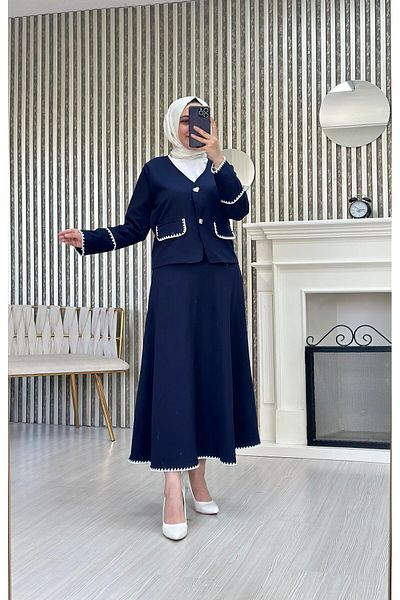 Moda Krash Double Skirt Embroidery Detailed Suit