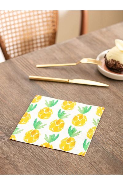 merni Pineapple Patterned Colorful Printed Paper Napkin 33x33 cm 10 Pieces
