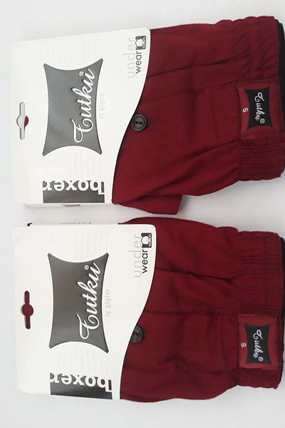 Tutku Ανδρικά χτενισμένα βαμβακερά κουμπιά Boxer Claret Red Color 2 Pack 100% βαμβάκι