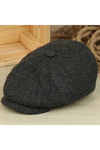 AYER TİCARET David Beckham Model Peaky Blinders Cap Hat Herringbone Smoked