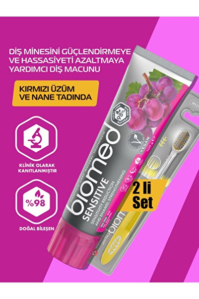 Biomed Sensitive Diş Macunu Silver Diş Fırçası ( Doğal Bitkisel Vegan Florürsüz )