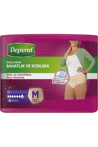 Depend STD Depend Emici Külot Hasta Bezi Avantaj Pk Orta Kadın (16 Adet) ( TE...