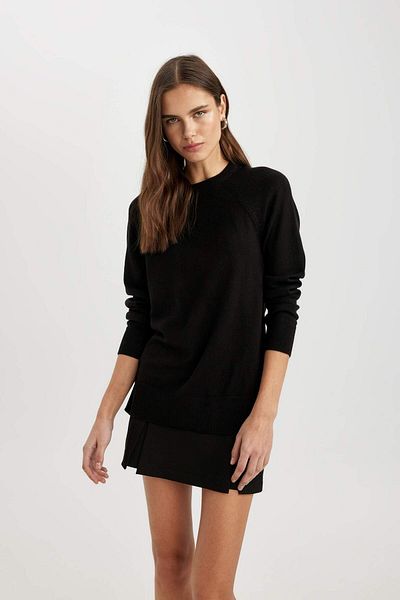 DeFacto Pulover de bază, solid, cu mâneci raglan, cu textura moale, cu gât de bicicletă I6913az24wn