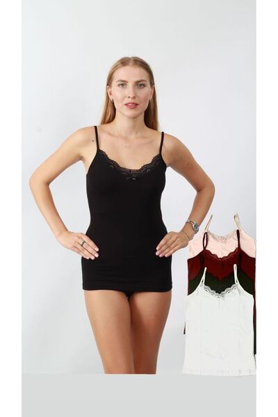 ek bykuzeylingerie Women's Set of 4 Cotton Lycra Rope Strap Undershirt