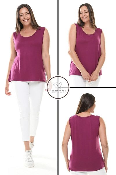 tarzımsüper Αθλητικό εσώρουχο Lycra Plus Size - Αμάνικο χτενισμένο βαμβακερό μπλουζάκι 4 εποχών, χοντρές τιράντες