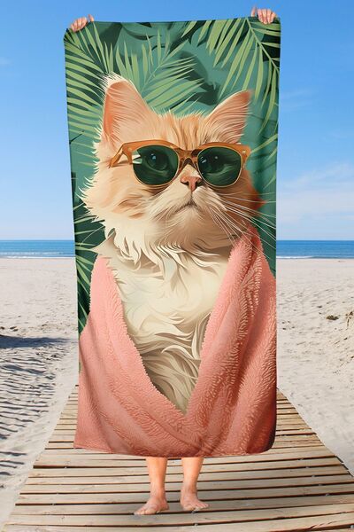 Sozakko Cool Cat Pamuklu Kadın Deniz Banyo Plaj Havlusu