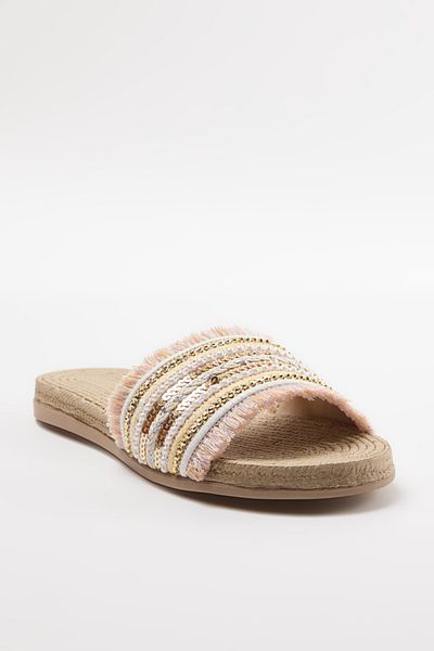 TRENDYOL SHOES Beige Hausschuhe für Damen mit Pailletten - Gestrickt Takaw25te00001