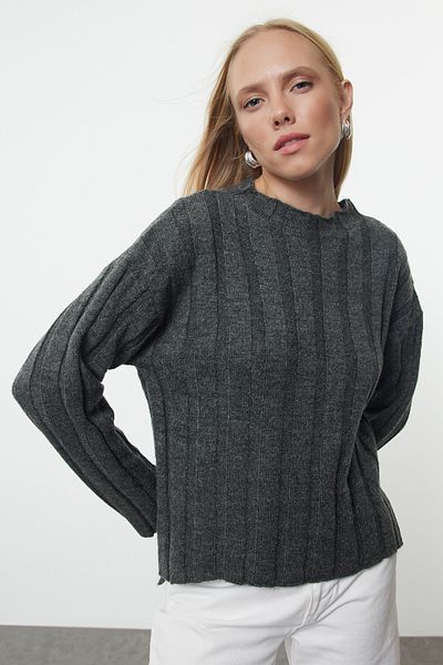 Trendyol Collection Anthracite Colored - Sustainable Soft Knitwear Sweater Twoaw25kz00335