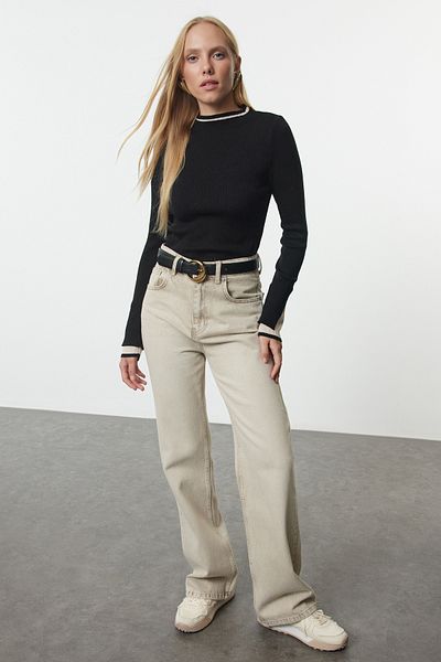 Trendyol Collection Pulover de tricotaj negru color block - calitate premium TWOAW25KZ00195