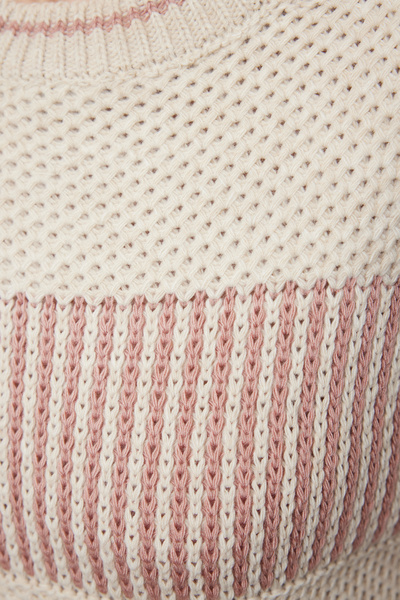 Trendyol Collection Stone Wide Mold Color Block Knitwear Sweater Twoaw23Kz00012