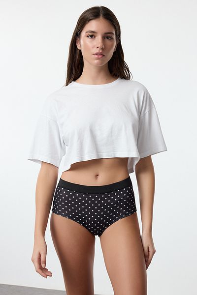 Trendyol Collection 3er-Pack schwarze und mehrfarbige Hipster-Höschen aus Baumwolle mit Sternmuster – THMAW25KU00008