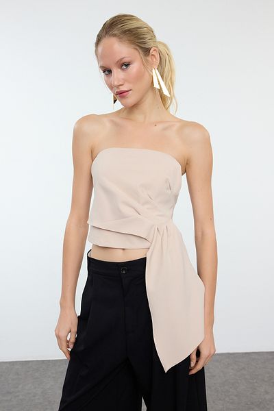 Trendyol Collection Trägerloses Crop-Bustier aus Stein – TPRAW25BS00003