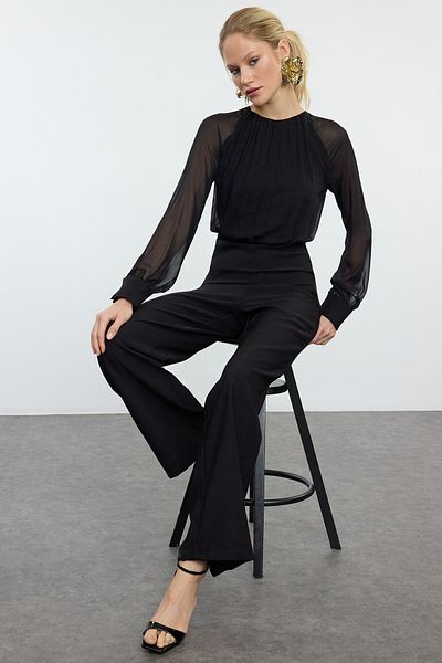 Trendyol Collection TPRAW25TU00002 Μοντέλο Μαύρη υφαντή φόρμα