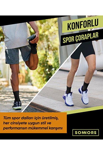 SONNORS 4 чифта памучни дишащи компресионни дамски и мъжки черни спортни чорапи