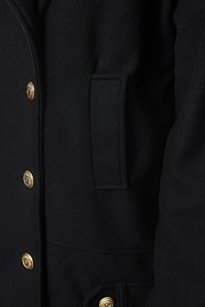 Trendyol Collection Soft Texture Black Short Jacket - Button Detail, Twoaw25Kb00091