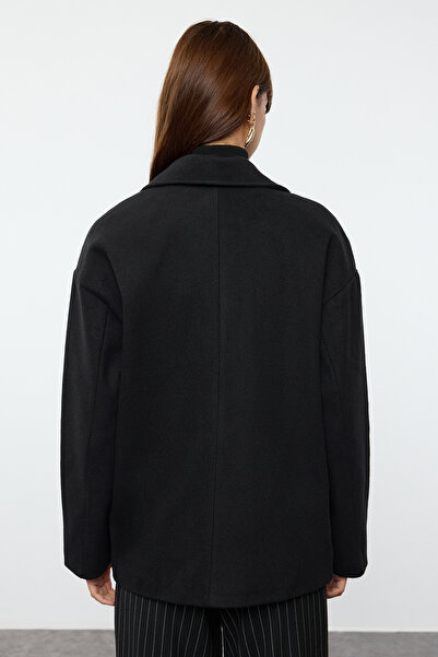 Trendyol Collection Soft Texture Black Short Jacket - Button Detail, Twoaw25Kb00091