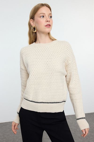 Trendyol Collection Crew Neck Hair Braided Soft Textured Knitwear Sweater - Twoaw25kz00320