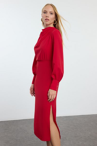 Trendyol Collection Piros Midi szőtt ruha - TWOAW24EL00851