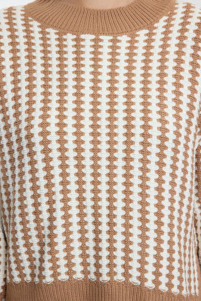 Trendyol Collection Teve színű csíkos pulóver - TWOAW25KZ00254