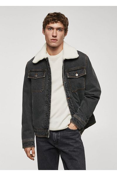 MANGO Man Furry denim jacket