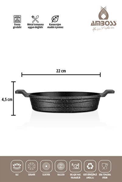 Amboss Coal 4 Piece Lined Cast Iron Sahan Set - Sheet Pancake Pan