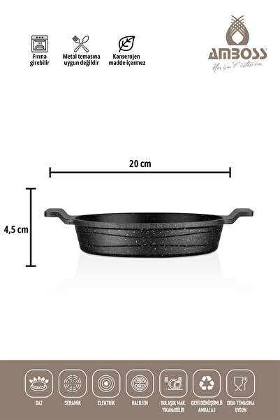 Amboss Coal 4 Piece Lined Cast Iron Sahan Set - Sheet Pancake Pan