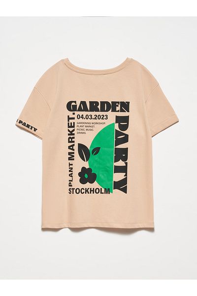 Dilvin 30360 Tricou imprimat-Bej