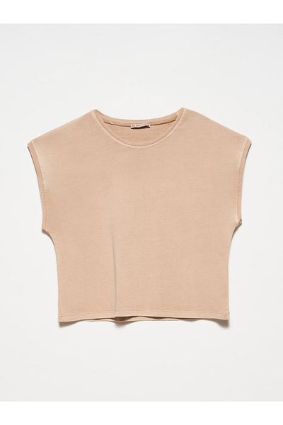 Dilvin 30373 Tricou cu mânecă scurtă cu efect pal-bej
