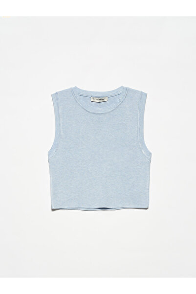 Dilvin 10172 سترة بدون أكمام برقبة دائرية - أزرق M