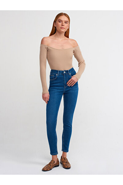 Dilvin 71346 Pantaloni din lycra Jean auto colorat-albastru