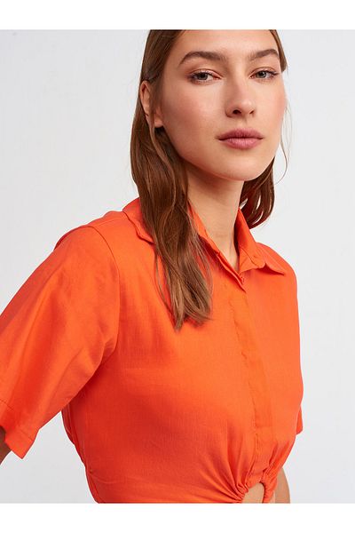 Dilvin 5873 Crop Shirt-red