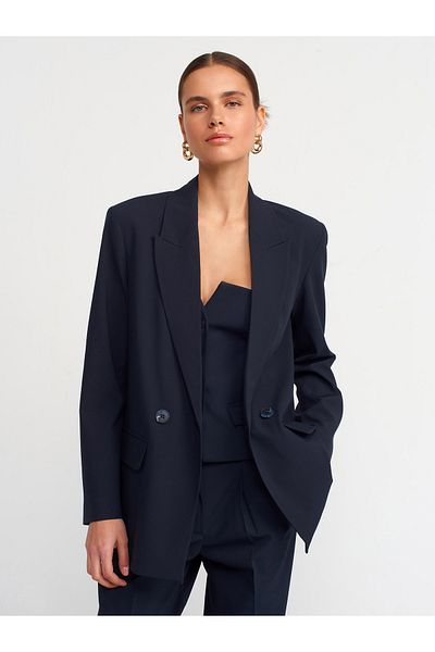 Dilvin 60724 Blazer Jacket-Bleumarin
