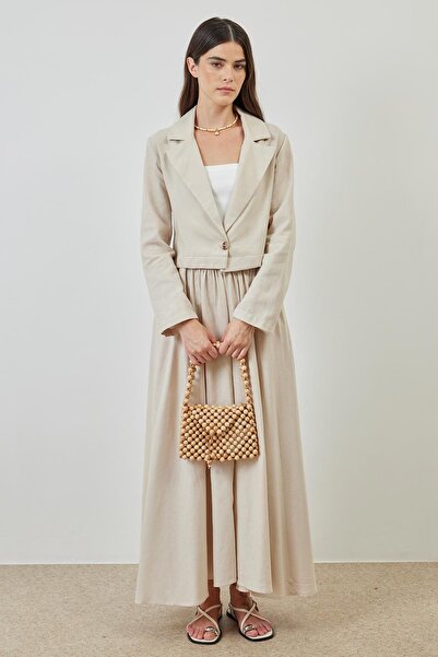 Hooopstore Комплект бежово ленено сако и пола