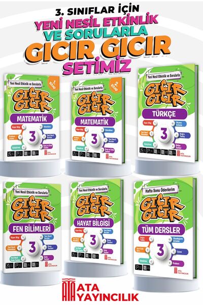 Ata Yayıncılık 3. Sınıf Gıcır Gıcır 6'lı Set (TÜRKÇE-MATEMATİK (2 KİTAP)-fen ...
