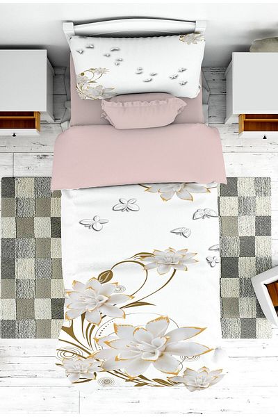 on the clouds Flower Patterned Baby and Children's Room Bedspread and Pillowcase - Pike