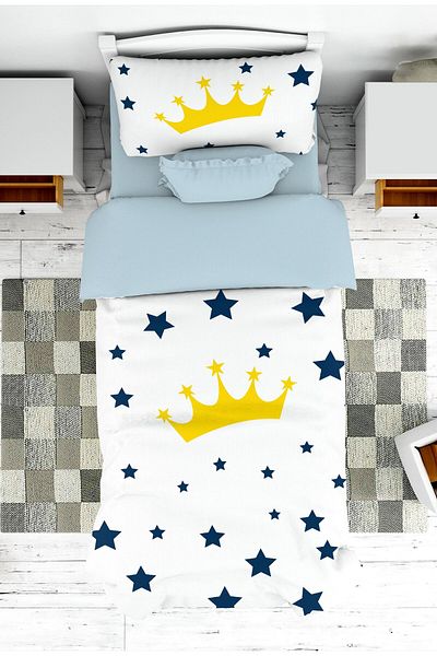 on the clouds Star Patterned Baby and Children's Room Bedspread and Pillowcase - Pike