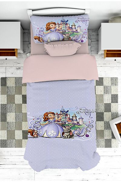 on the clouds Princess Patterned Baby and Kids Room - Girl's Bedspread and Pillowcase