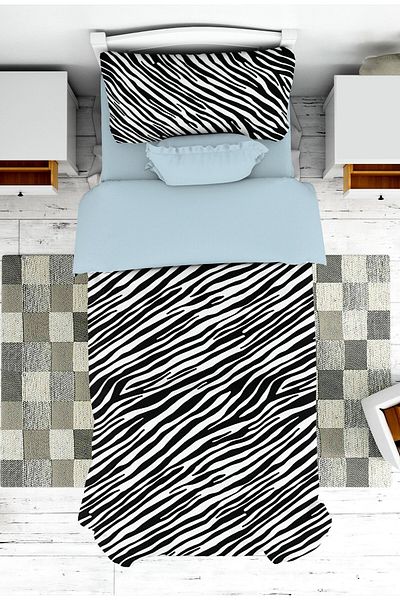 on the clouds Boy's Bedspread and Pillowcase - Zebra Patterned Pique