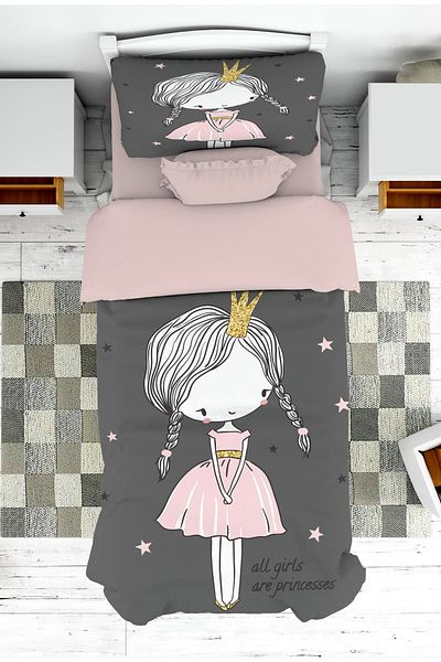 on the clouds Ballerina Princess Bedspread and Pillowcase for Baby Girl - Pike