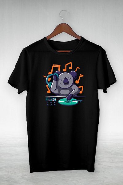 Pink Sky Μαύρο T-Shirt με στάμπα Koala - Dj By Vip Design