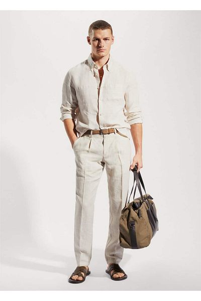 MANGO Man Πουκάμισο 100% λινό Slim Fit