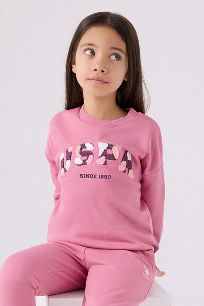 U.S. Polo Assn. Σετ ροζ αθλητικής φόρμας για κορίτσι
