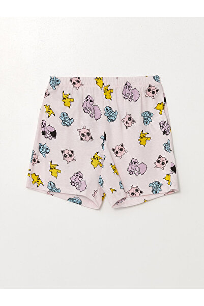 LC Waikiki Lcw Girl's Pikachu Printed Crew Neck Shorts Pyžamas Set