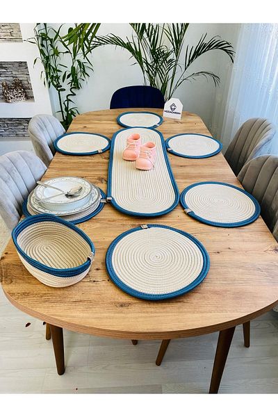 BDZ DERİ Set de 8 farfurii decorative pentru masa de sufragerie din rachita din iuta American Service