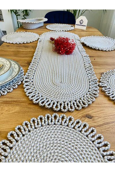 BDZ DERİ Set de 8 farfurii decorative pentru masa de sufragerie din rachita din iuta American Service