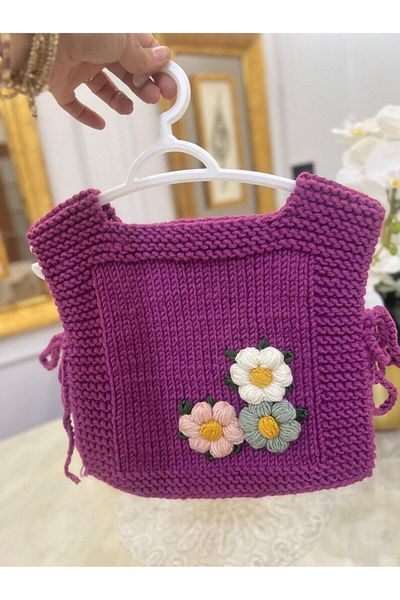 El örgüsü Newborn Baby Kids Decorated Knitted Flower Detailed Sweater